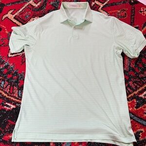Peter Millar Polo Shirt Mens Medium Green Stripe Featherweight Golf Tech UPF 50+